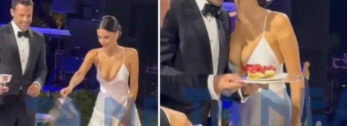 Γάμος Αργυρού – Νίκα: Η στιγμή της κοπής της τεράστιας γαμήλιας τούρτας – Βίντεο