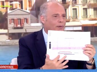 Έξαλλος ο Βελόπουλος, δείχνει on camera το Πόθεν Έσχες του Μητσοτάκη: «Έλαβε 20.000 ευρώ επιδότηση για ελαιόδεντρα»