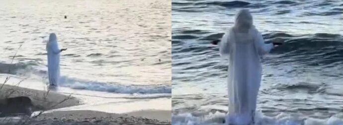 Παράξενο τελετουργικό σε παραλία του Βόλου: Βίντεο νεαρής κοπέλας κάνει τον γύρο του διαδικτύου