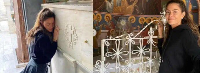 «Τον άκουσα»: Η Μαρία Μενούνος γονάτισε μπροστά στον τάφο του Αγίου Νεκταρίου στην Αίγινα και όσα λέει συγκλονίζουν