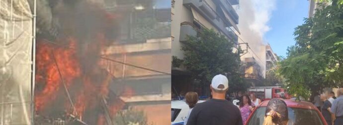 Στις φλόγες κτίριο στην Καλλιθέα: Μεγάλη επιχείρηση της Πυροσβεστικής – Δείτε φωτογραφίες