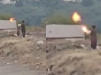 Φωτιά στην Αχαΐα: Η στιγμή που νεαροί Ρομά παίζουν με αυτοσχέδιο ''φλογοβόλο'' δίπλα στην εστία – Βίντεο