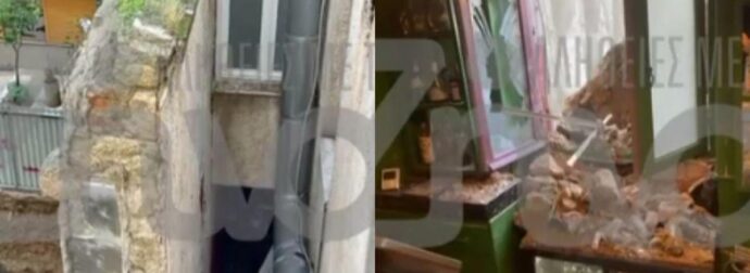 Σοκ στο Παγκράτι: Κατέρρευσε μεσότοιχος μέσα σε μαγαζί