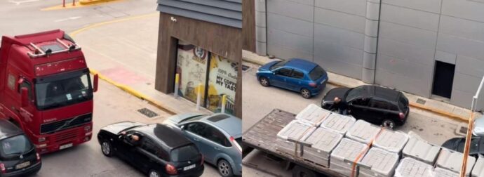 Viral βίντεο με οδηγό ΙΧ και φορτηγού σε επικό καβγά στη μέση του δρόμου