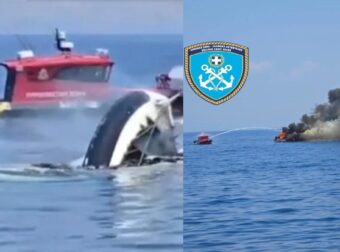 Βίντεο ντοκουμέντο από την Βουλιαγμένη: Η στιγμή που βυθίζεται το ταχύπλοο που τυλίχθηκε στις φλόγες
