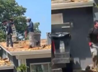 ΗΠΑ: Ξεκίνησαν το ξύλο από την στέγη, έπεσαν και συνέχισαν το ξύλο στον δρόμο – Το viral βίντεο με τους εργάτες