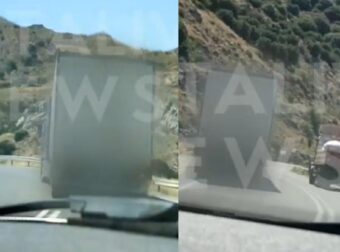 Σάλος στην Κρήτη με επικίνδυνο οδηγό: Βίντεο ντοκουμέντο με νταλίκα να κάνει παράνομη προσπέραση πάνω σε στροφή