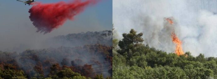 Καλύτερη η εικόνα από την φωτιά στην Οινόη: Επιχειρούν 210 πυροσβέστες – Συγκλονίζουν τα βίντεο από το σημείο