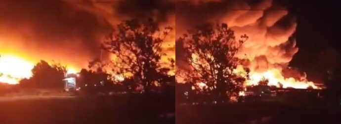 Φωτιά σε εργοστάσιο στην Λάρισα: Βίντεο από την ανεξέλεγκτη πυρκαγιά – Ήχησε το 112