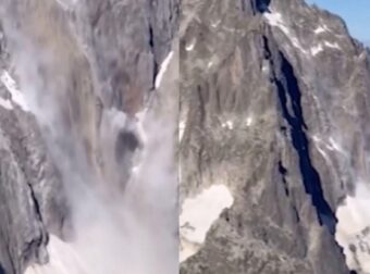 Το Mont Blanc «γκρεμίζεται» μπροστά στα μάτια ορειβάτη: Βίντεο από την γιγαντιαία κατολίσθηση