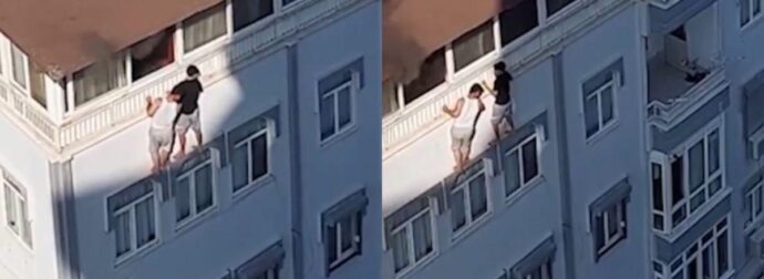 Συγκλονιστικές στιγμές στην Αττάλεια: Εγκλωβίστηκαν σε φλεγόμενο διαμέρισμα, βγήκαν στο περβάζι για να σωθούν (Video)